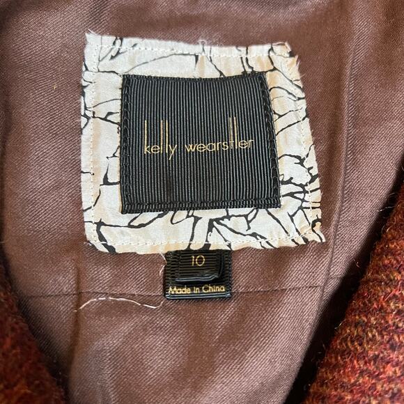 Kelly Wearstler Wool Blend Button Up Peacoat Size 10 Long Line Holidays Cabin - Picture 4 of 9